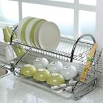 2 Tiers Dish Drying Rack Drainer Plate Holder Storage Shelf Kitchen Organizer