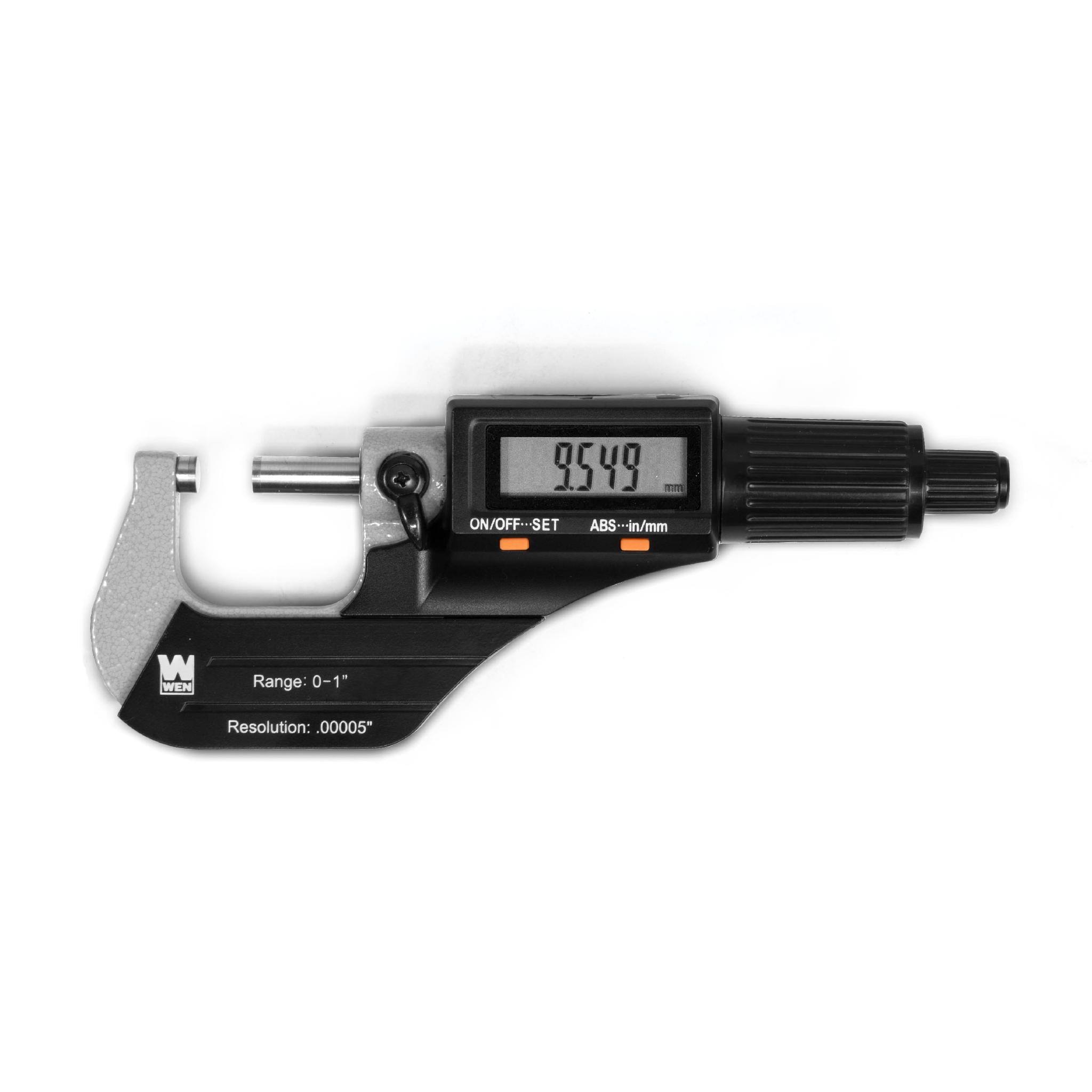 Wen 10725 Standard and Metric Digital Micrometer with 0 to 1-Inch Range, .00005-Inch Accuracy, LCD Readout and Storage Case