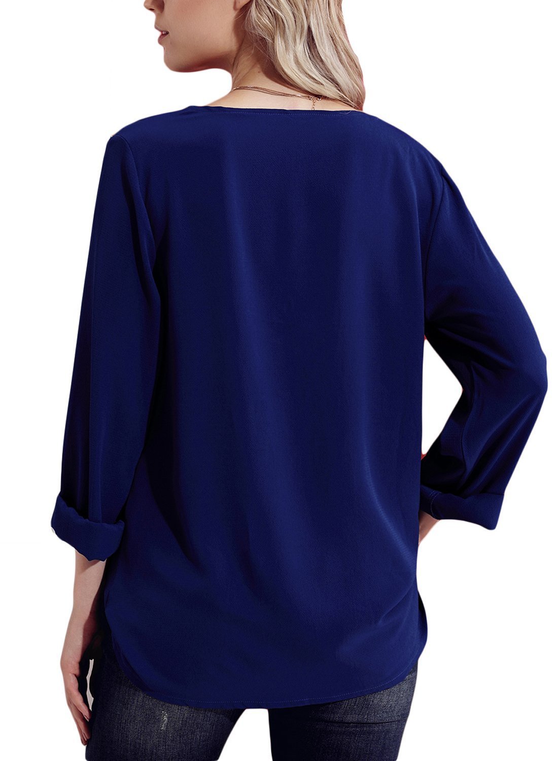 Turndown Collar Asymmetric Button Down Blouse