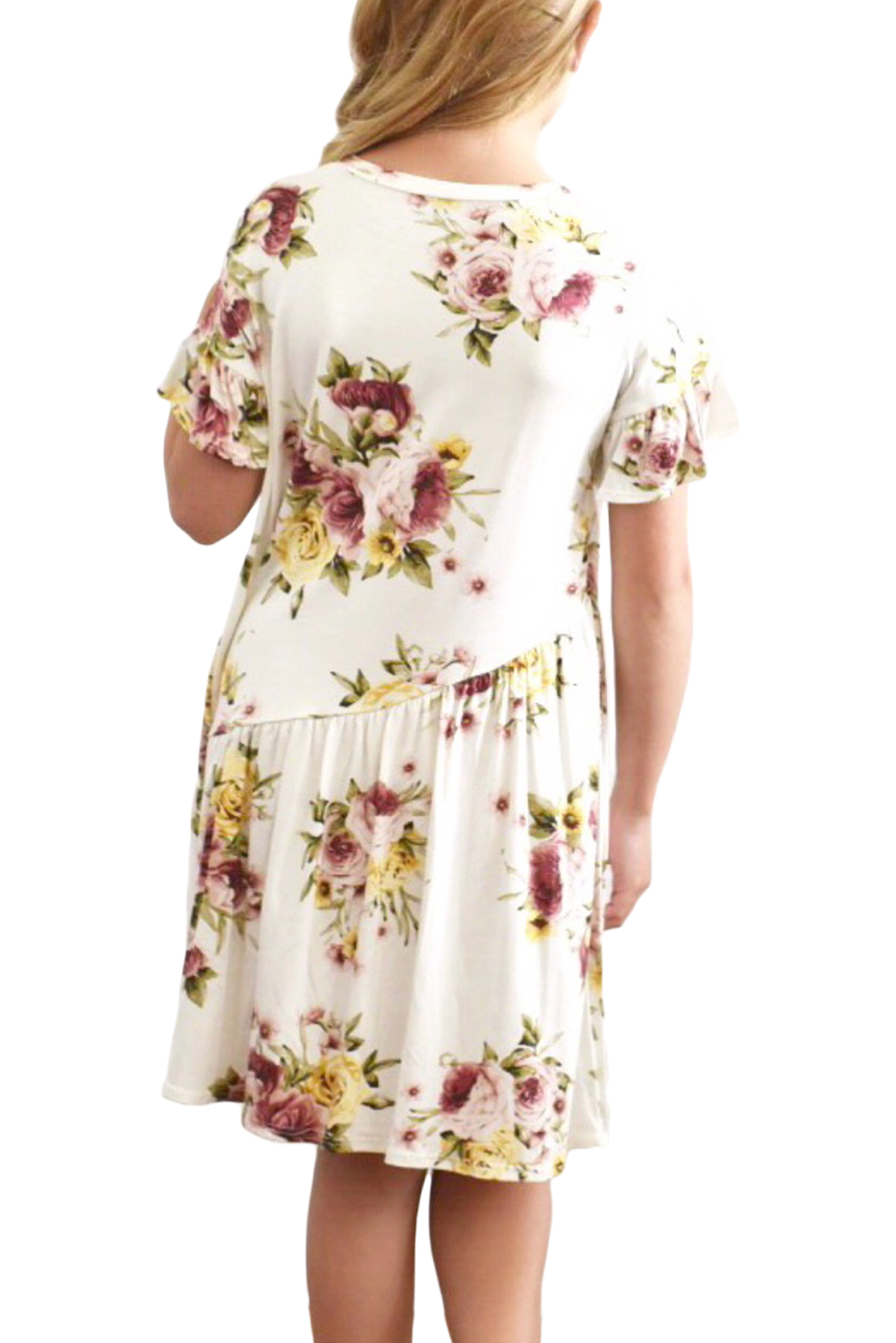 White Girls Floral Print Dress
