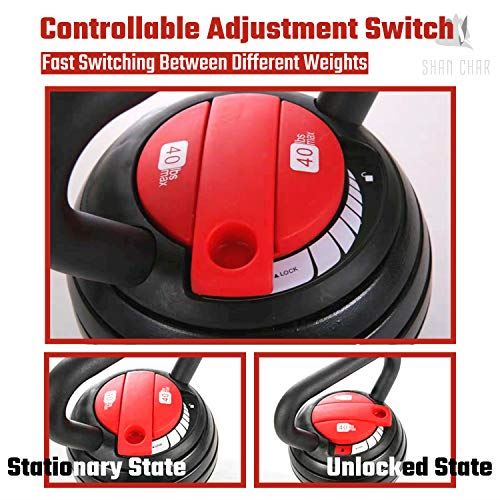 Adjustable Kettlebell Set,S trength Training Kettlebells 10-40 Lb (Black & Red)