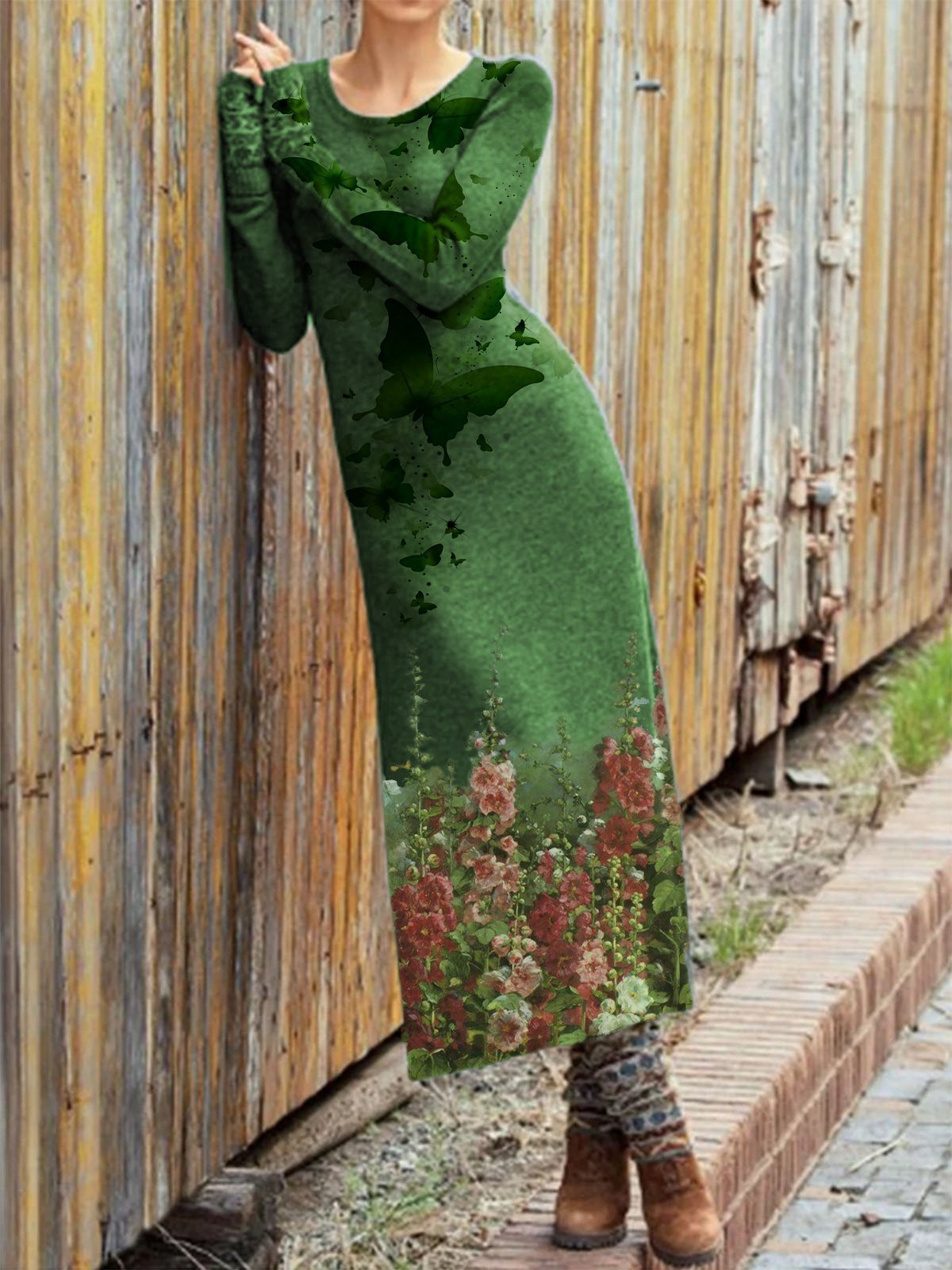 Cotton-Blend Long Sleeve Dresses