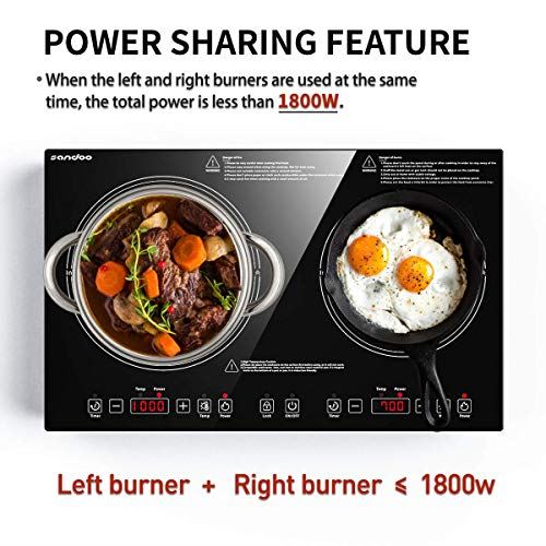 1800W Double Burners Electric Stove, 6 Power/Temp Levels