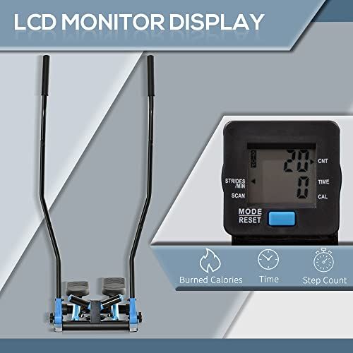 Soozier Twist Stair Stepper Machine with Rocking Handlebars, Cardio Climber Exercise Equipment with Hydraulic Resistance- Black & Blue