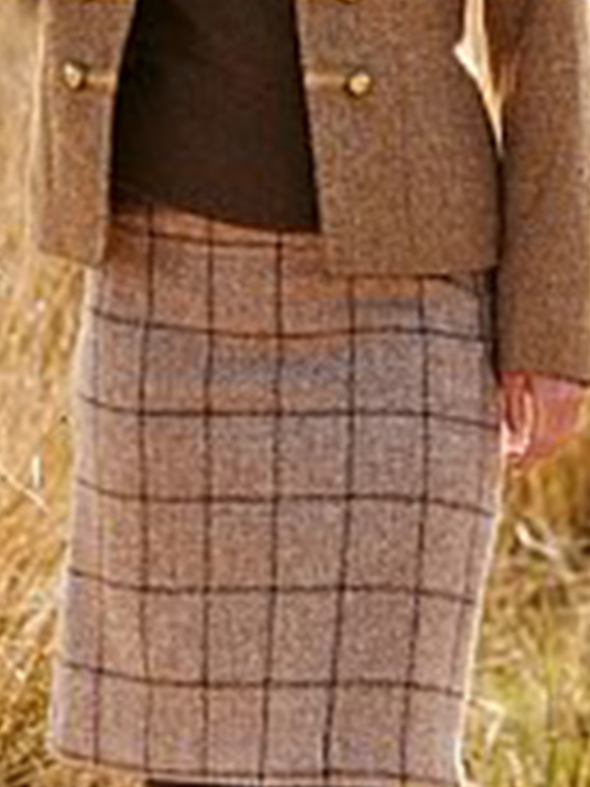 Khaki Geometric Vintage A-Line Skirts