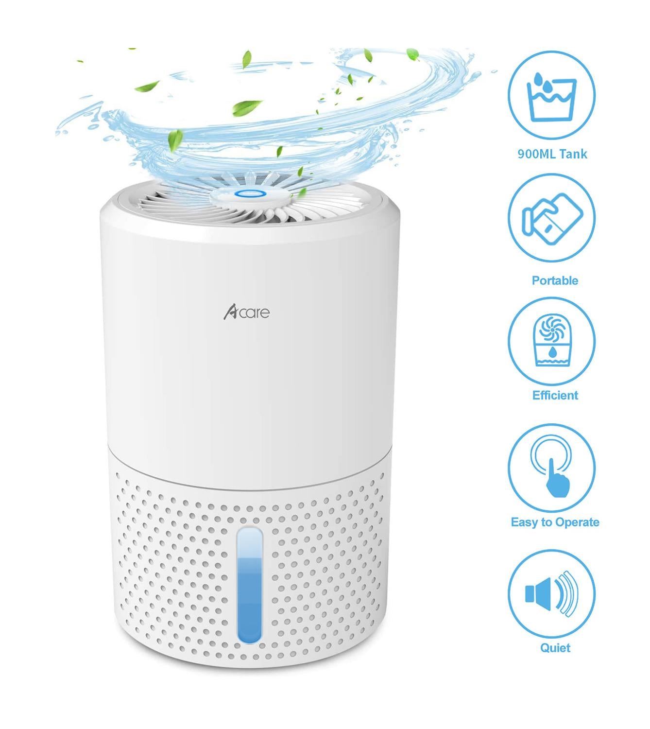 Acare Dehumidifier Moisture Absorbers Air Dryer with 900ml Water Tank For Home