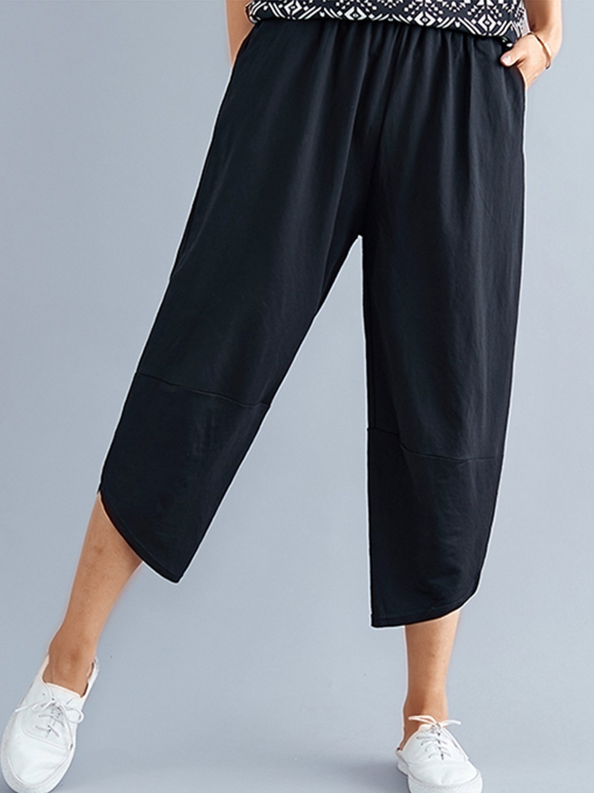 Plus Size Women Plain Casual Pants