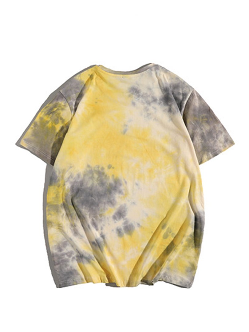 Men's Tie Dye Smocking Face Round Neck T-shirt