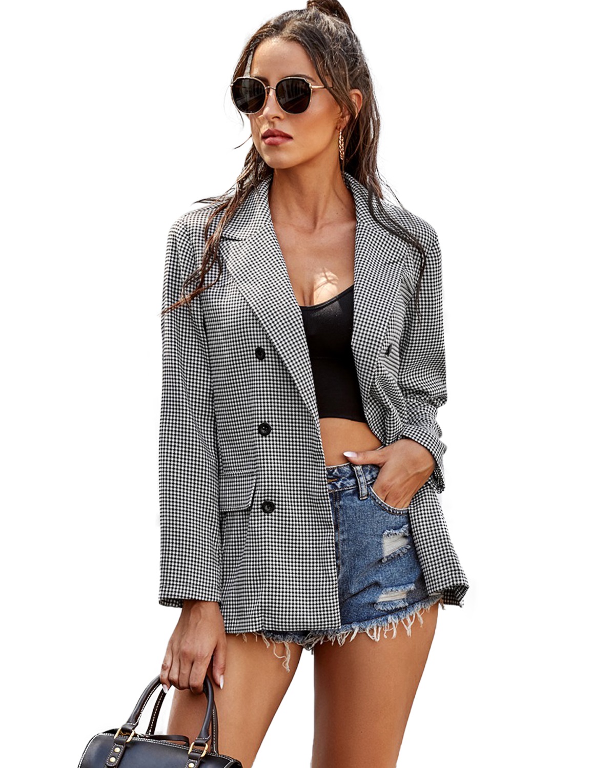 Autumn Plaid Print Button Up Long Blazer
