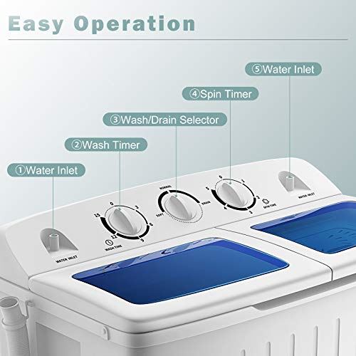 Machine, Twin Tub 17.6Lbs Capacity, Washer(11Lbs) and Spinner(