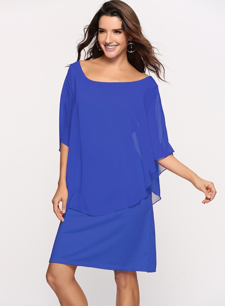 Summer Casual Round Neck Layer Plain Dress