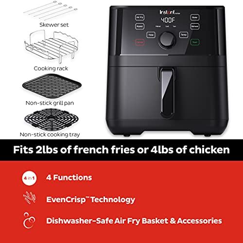 4-in-1 Basket Air Fryer with 4 Customizable One-Touch Cooking Programs