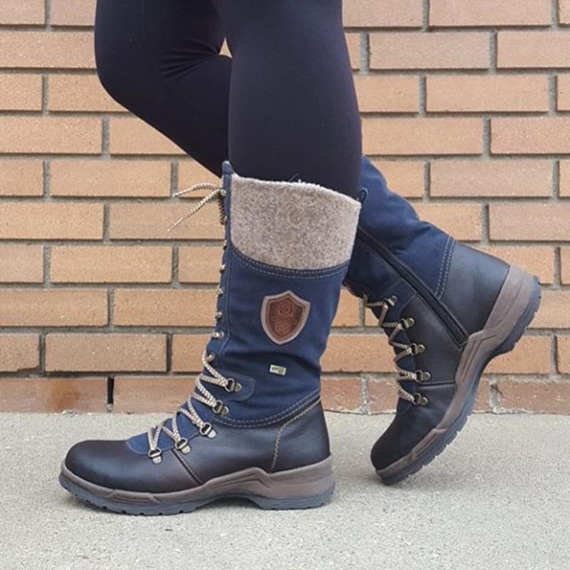 Women's casual lace-up daily flat boots