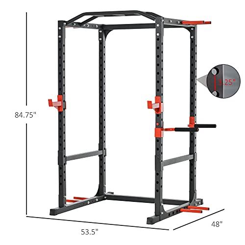 Soozier Power Tower Squat Cage, Adjustable Multi-Function Home Gym Equipment