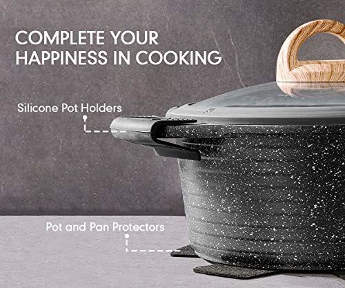 Nonstick, Induction Granite Coating Cookware Sets 18 Pieces with Frying Pan