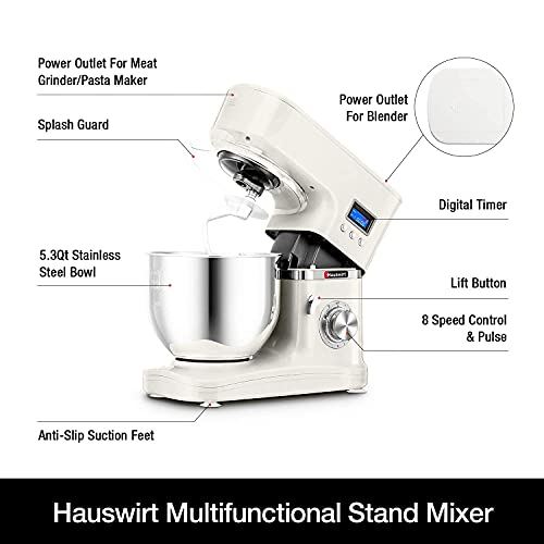 Hauswirt 3-IN-1 5.3Qt Stand Mixer With Pasta Maker Bundle