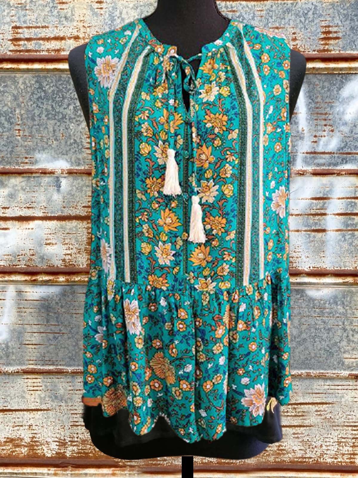 Cotton-Blend Sleeveless Shirts & Tops