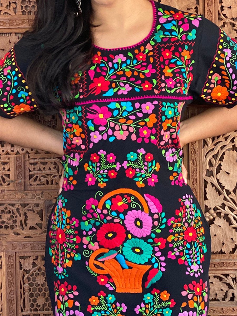 Square Neck Printed Casual Short Sleeve Dresses