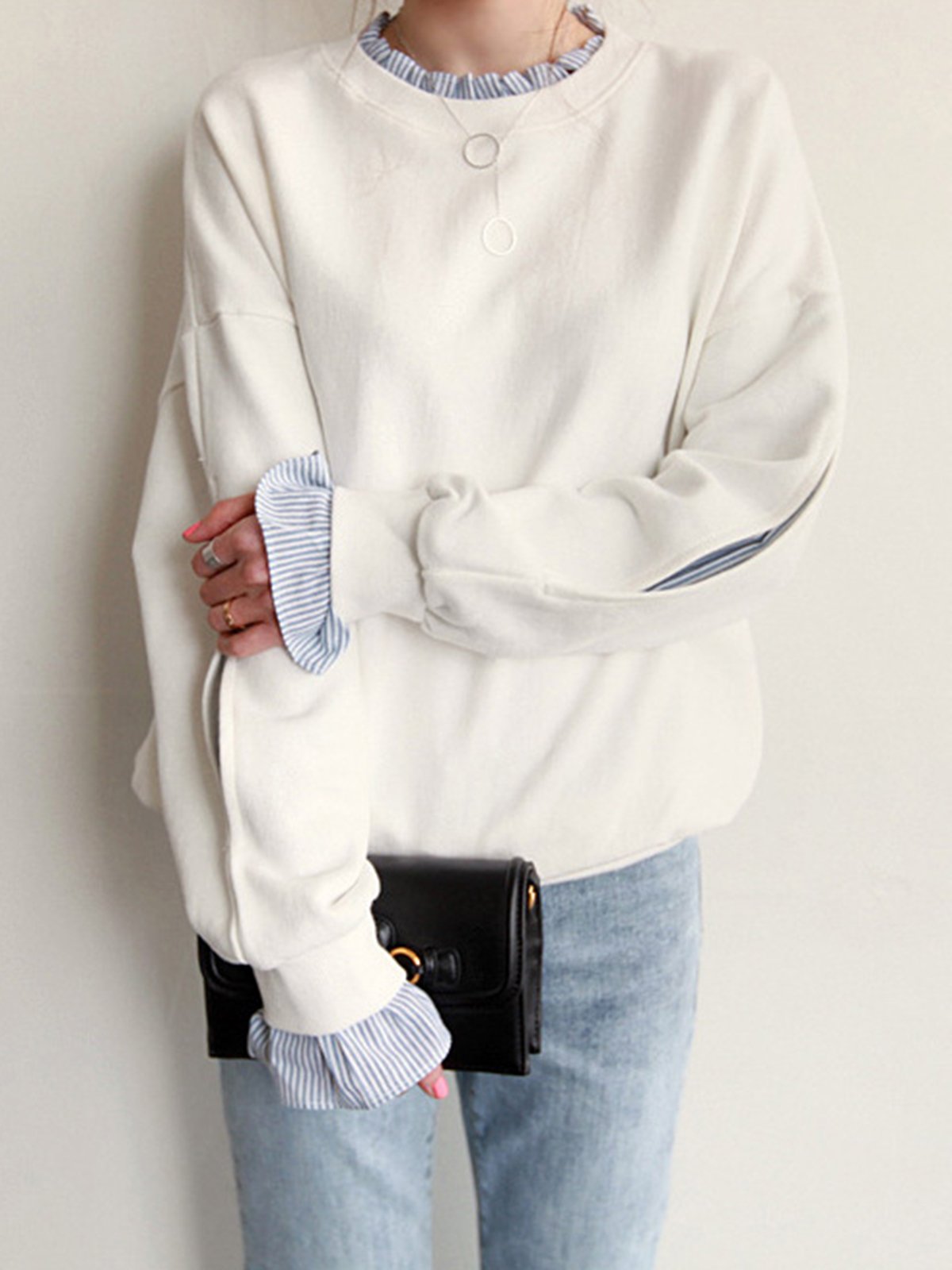 Long Sleeve Ruffled H-line Hoodie
