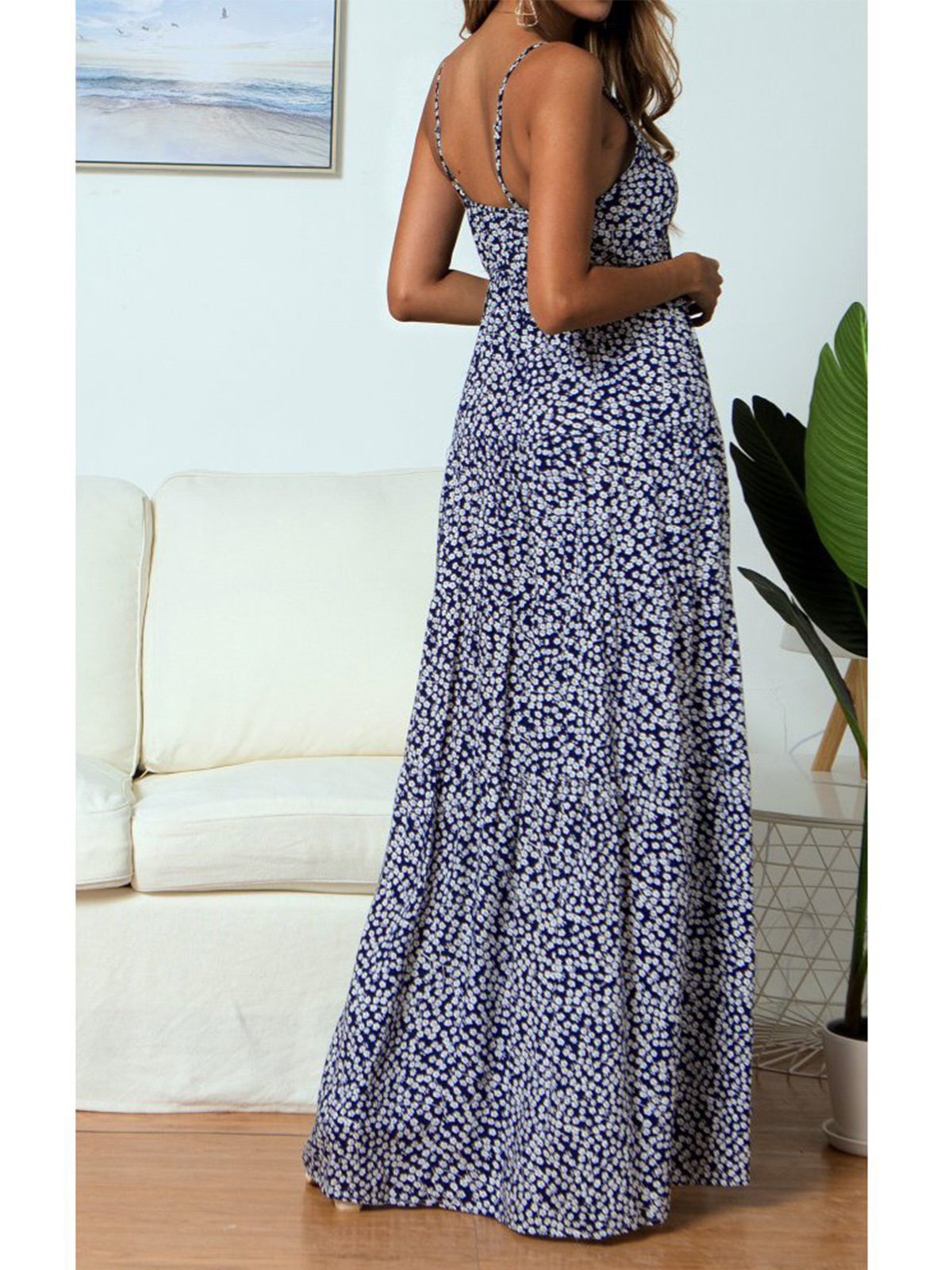 Spaghetti Sleeveless Printed Dresses