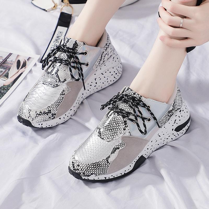 Snake-Print Bright Casual Old Shoes