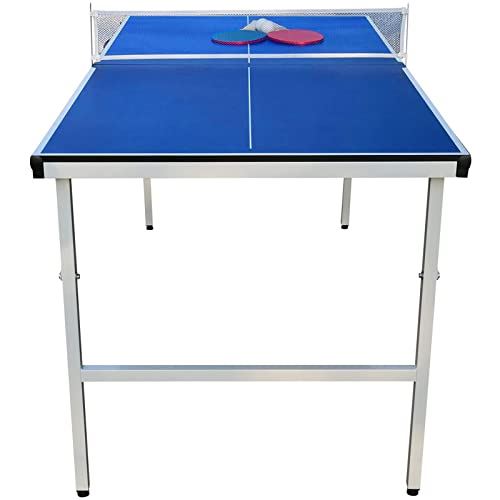MDF Table Tennis Table w/ Quick Clips Table Tennis Net, Cue Set & 1 Table Tennis Bat