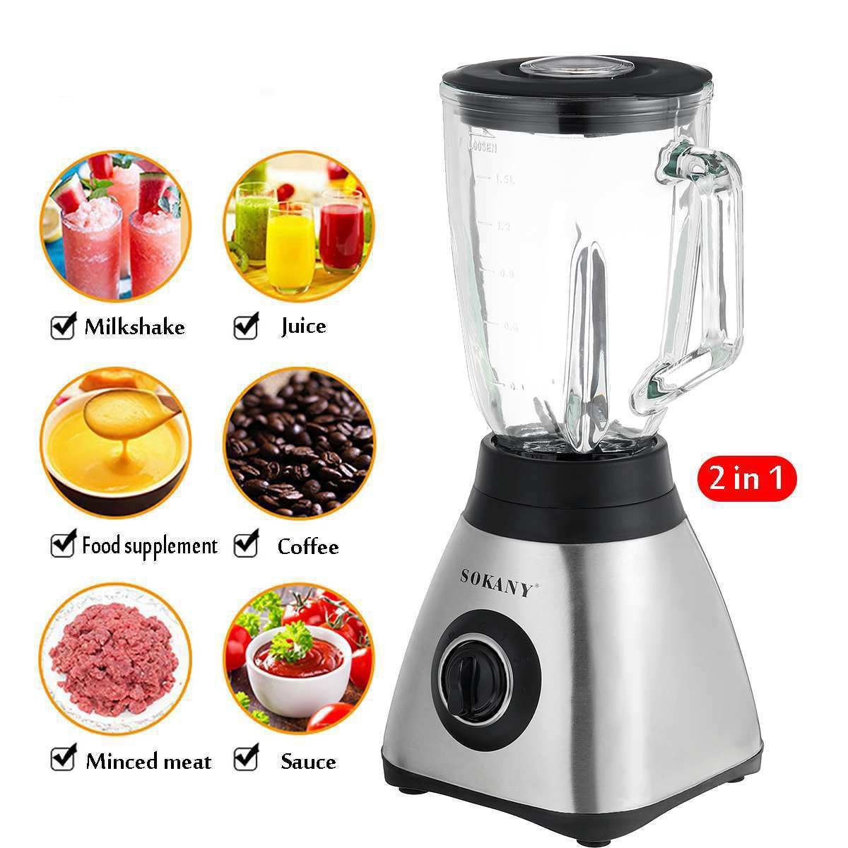 Powerful Stationary Heavy Duty Blender Smoothies Multifunctional