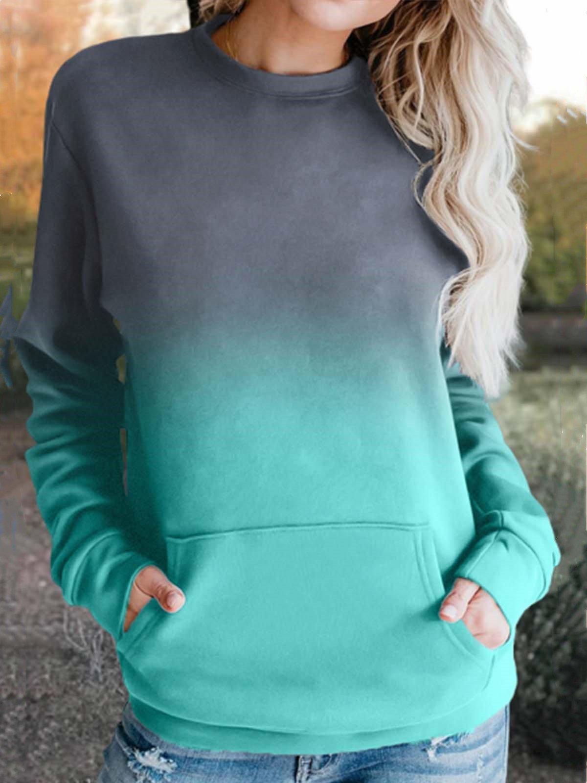 Casual Printed Long Sleeve Crew Neck Poskts T-shirt