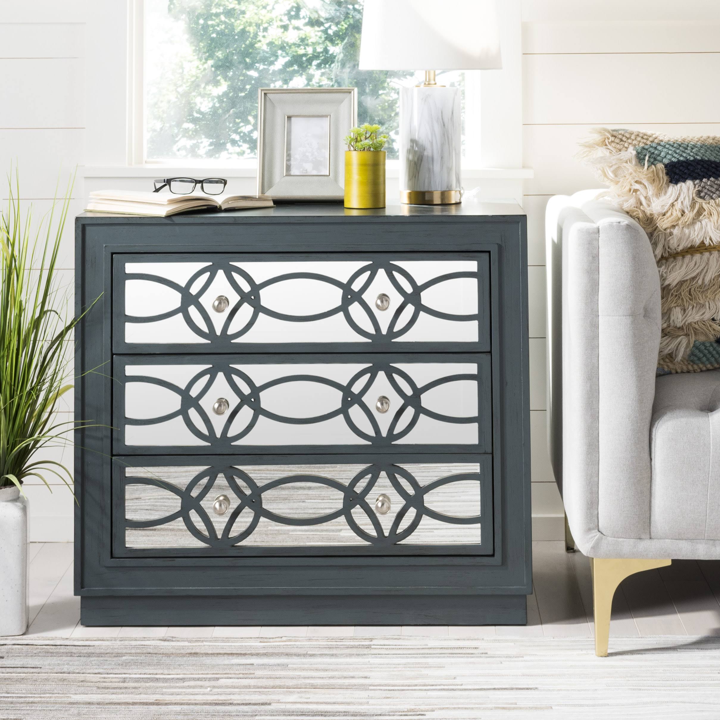 Catalina 3 Drawer Chest Steel Teal - Safavieh