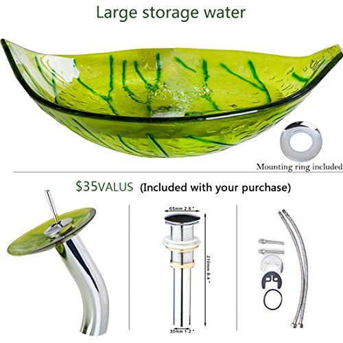 Chrome Bathroom Faucet Pop Up Drain Mounting Ring Set Leaf Shape