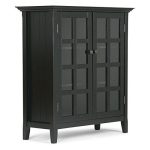 Acadian SOLID WOOD Storage Cabinet with 2 Tempered Glass Doors / 39 inch