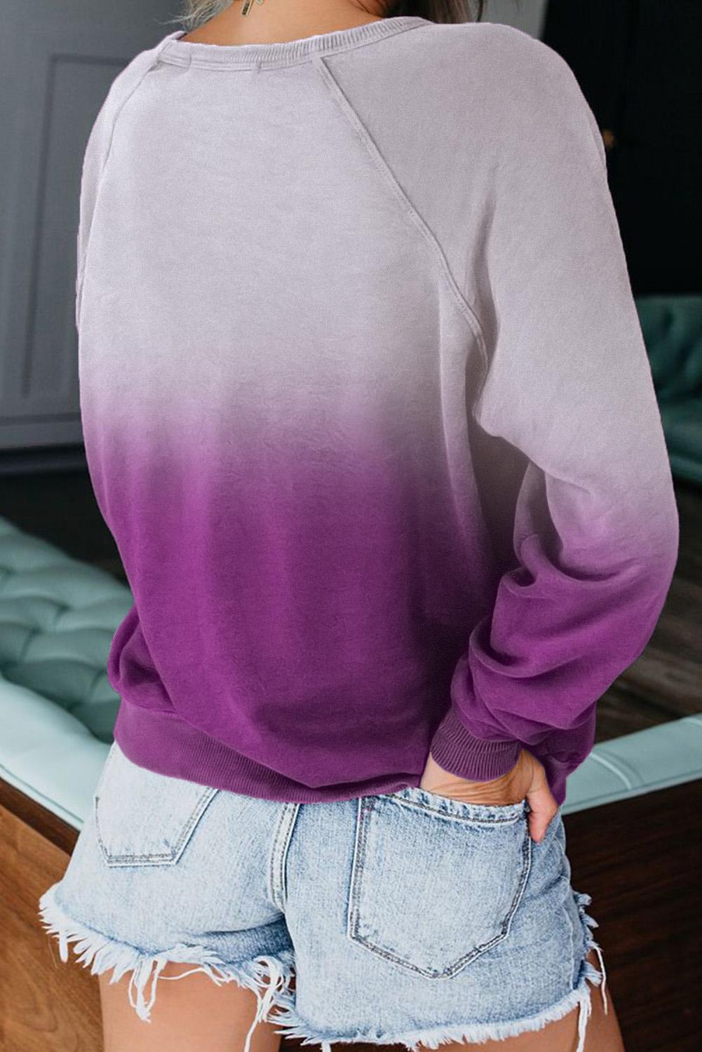 Purple Ombre Crewneck Long Sleeve Sweatshirt