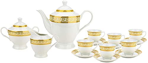 57 piece Dinnerware Dish Serving Set ��Greek Key Gold