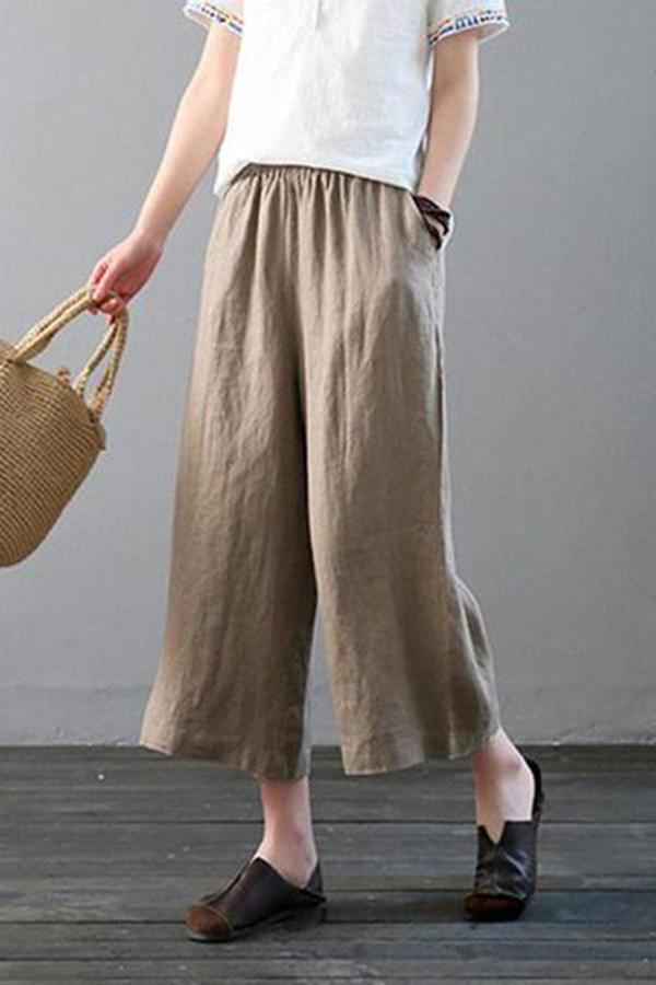 Leisure Pure Color Retro Loose Wide Leg Trousers