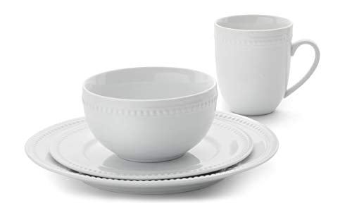 Everyday White by Fitz and Floyd Beaded 16 Piece Dinnerware Set