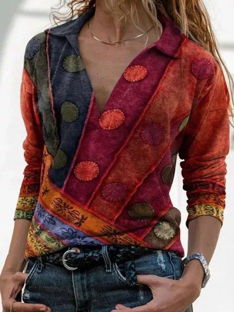 Cotton-Blend Casual Long Sleeve Shirts & Tops