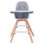 HM-TECH-Wooden Baby High Chair with Double Removable Tray