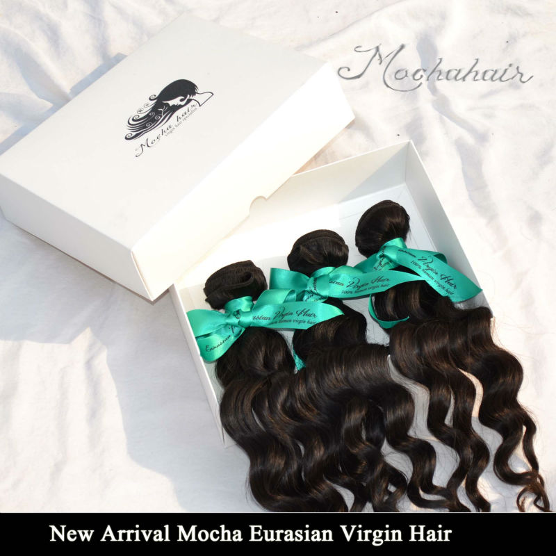 New Arrival Mocha Virgin Hair 8A Grade 3pcs/lot Unprocess Eurasian Loose Wave Hair Extensions Natura