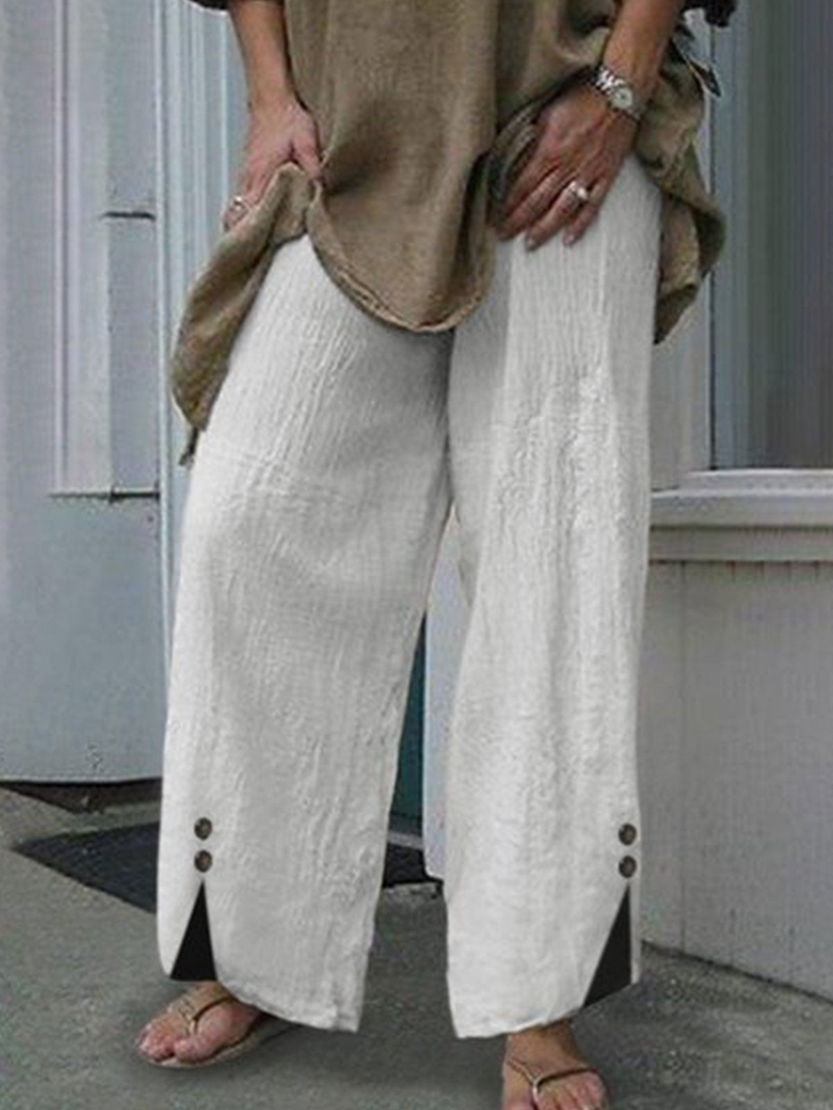 Linen Casual Solid Pants