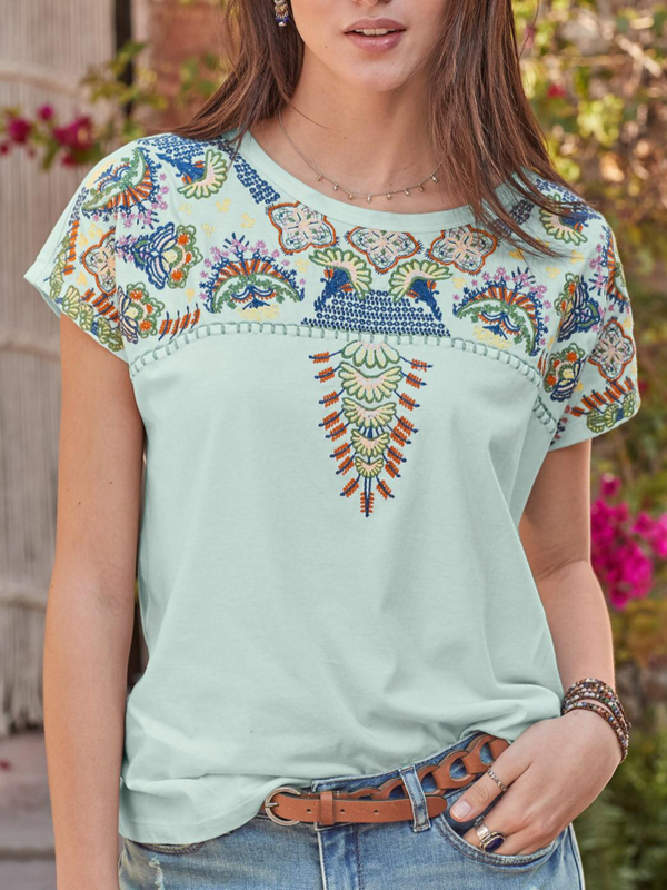 Short Sleeve Crew Neck Casual Shirts & Tops