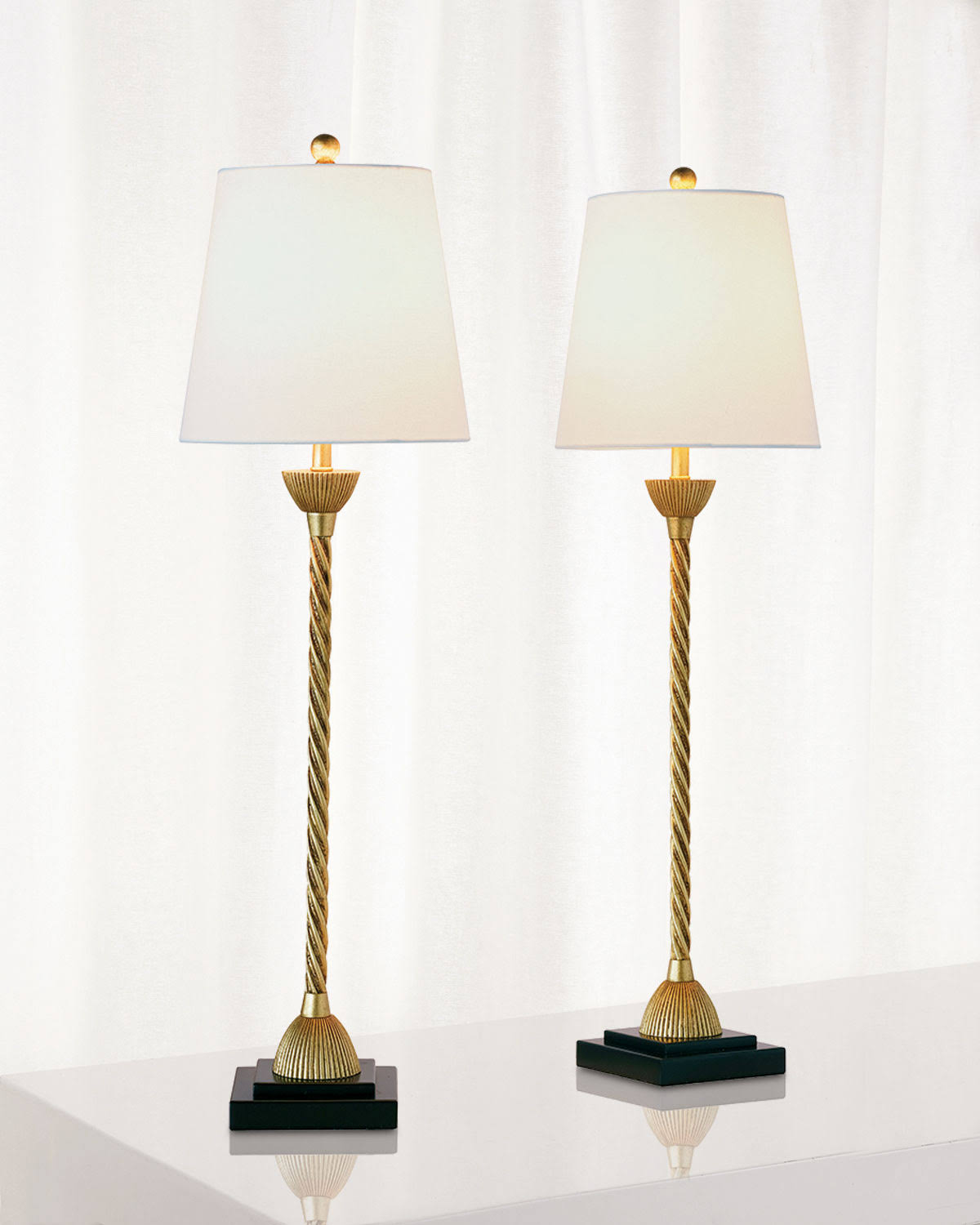 Port 68 Delfern Gold Metal Twist Buffet Table Lamp Set of 2