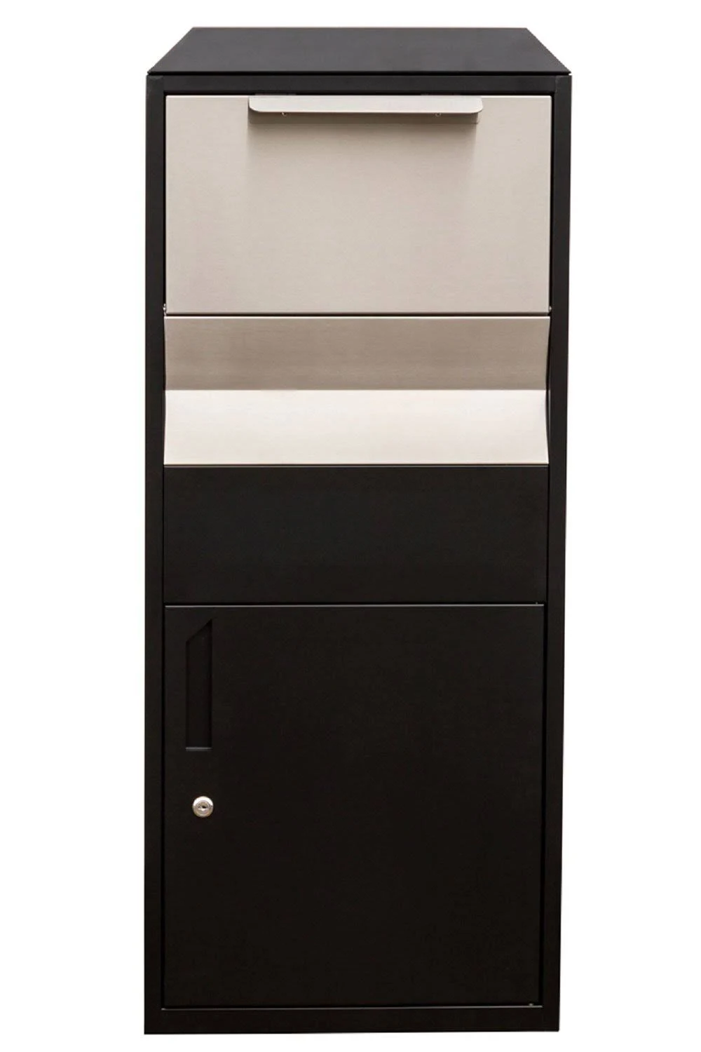 Qualarc Locking Parcel Drop Box in Black with Stainless Steel