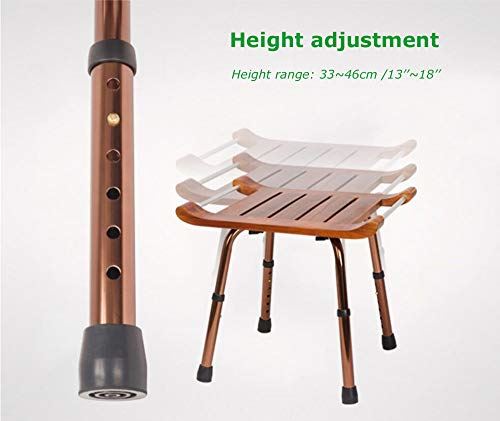 Teak Bath Bench Stool with Non-Slip Feet Adjustable Height Shower Seat