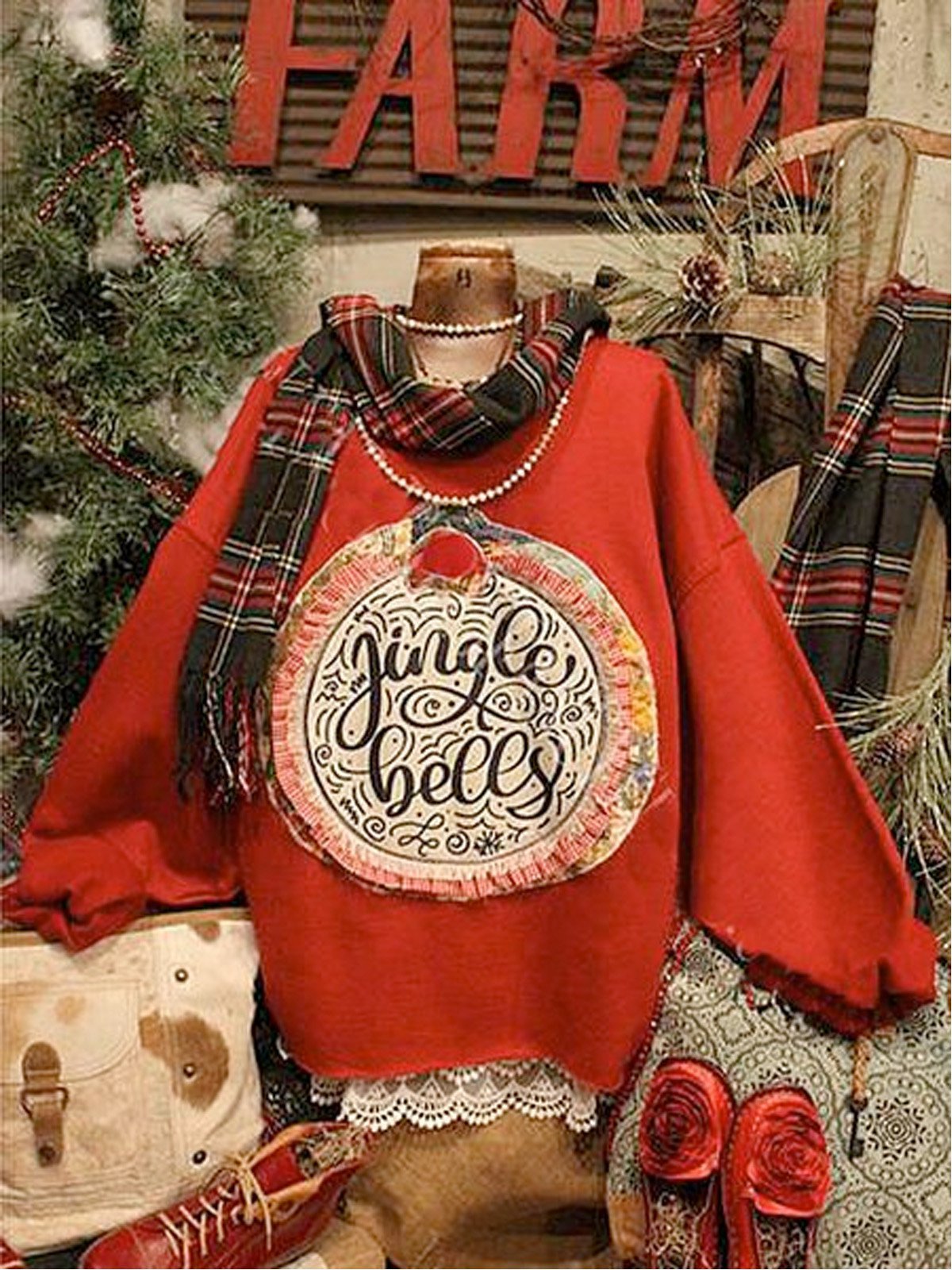 Christmas loose long sleeve printed sweatshirt