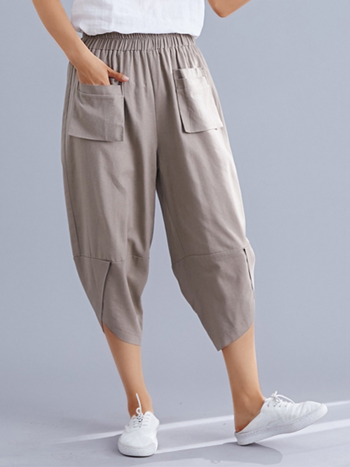 Plus Size Women Plain Casual Pants