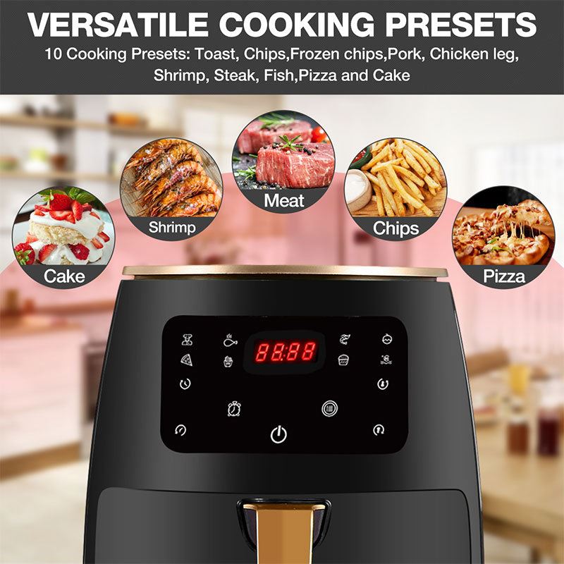 Oil Free Air Fryer Oven 4.5L 1400w Smart Electric Frying Pan 360° Baking LED Touchscreen