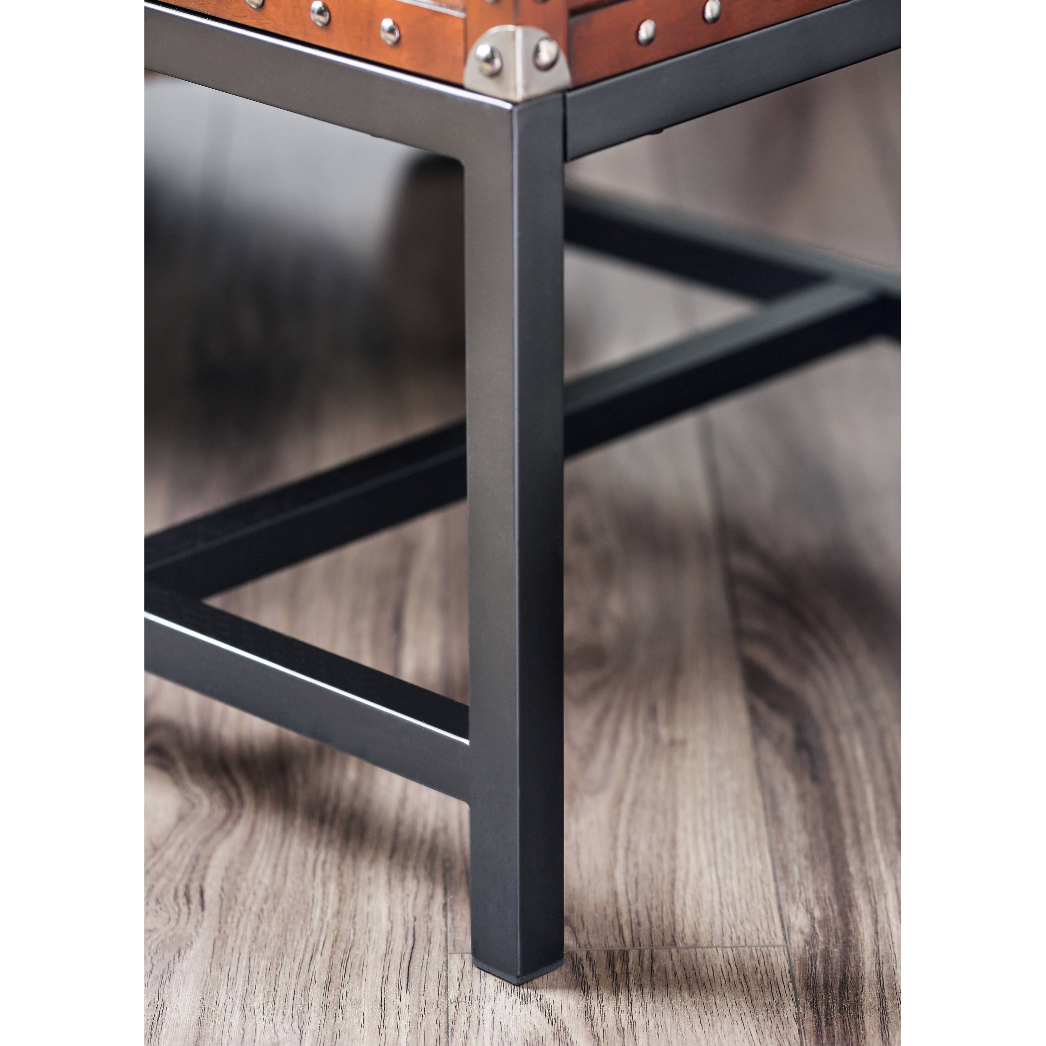 Furniture of America Dravens Industrial Trunk Style End Table - Cherry