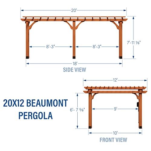 Backyard Discovery Beaumont 20 ft. x 12 ft. All Cedar Wooden Pergola