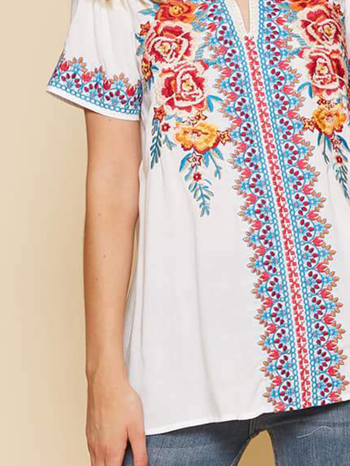 Vintage Shift Short Sleeve Floral Shirts & Tops