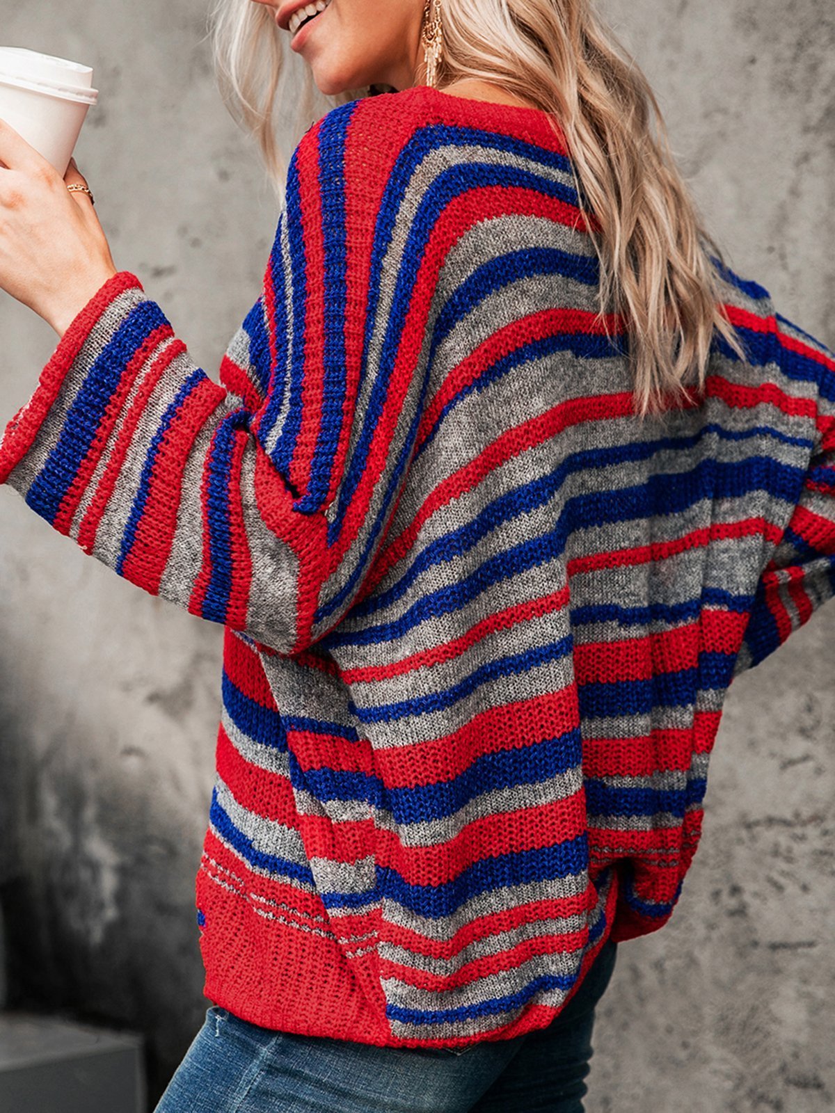 Basic Striped Scoop Neckline Sweater